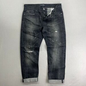 Banana Republic Jeans‎ Selvedge Slim-Fit Mens 32x34 Black Denim Distressed Faded